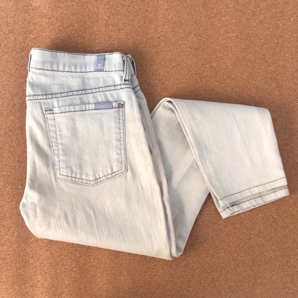 7 for All Mankind White Shimmer Jeans